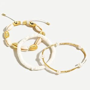 J. Crew Beach Pearl Seashell Bracelet Set of 3 New